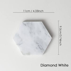 Ouvrir l&#39;image dans le diaporama, Dessous de verre - Marbre blanc - Hexagone
